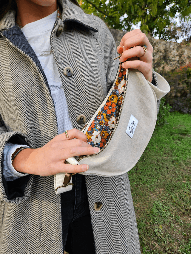 Sac demi-lune beige