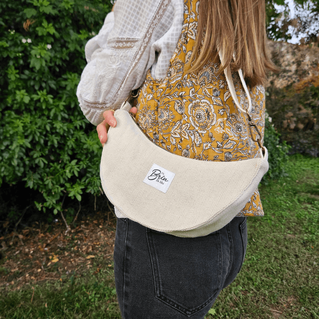 Sac demi-lune duo de beige 
