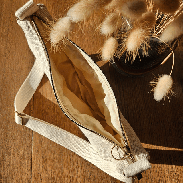 Sac demi-lune duo de beige 